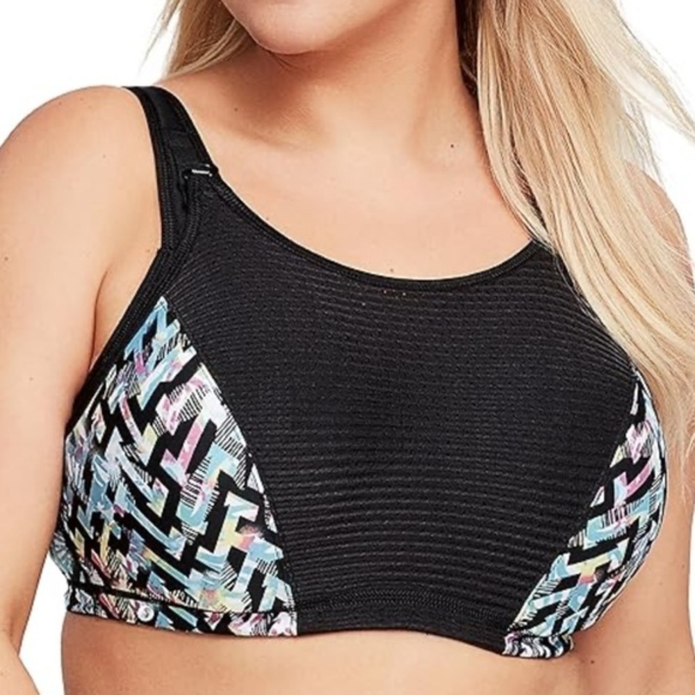Glamorise NWT $66 WonderWire Custom Control‎ Underwire Sports Bra 44D